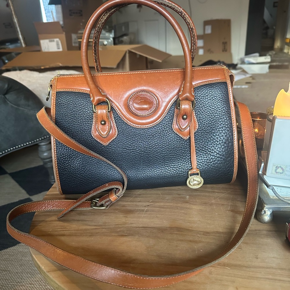 Vintage Dooney and Bourke Leather Handbag w strap and brass logo